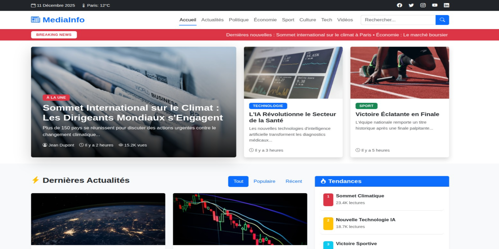 Template d'un media en ligne